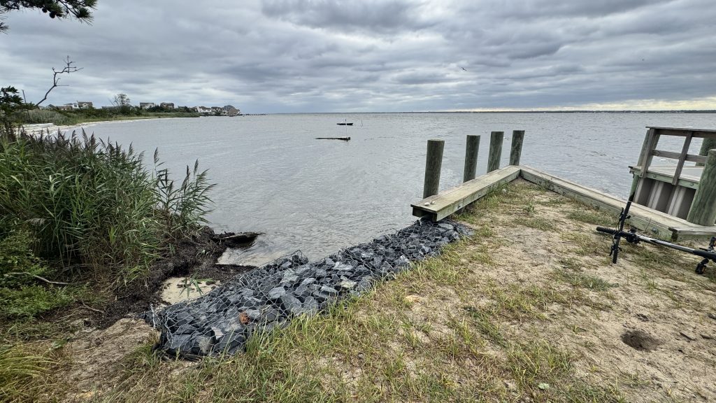 A completed shoreline restoration project near the 14th Avenue pier in Seaside Park, Aug. 2025. (Photo: Shorebeat)