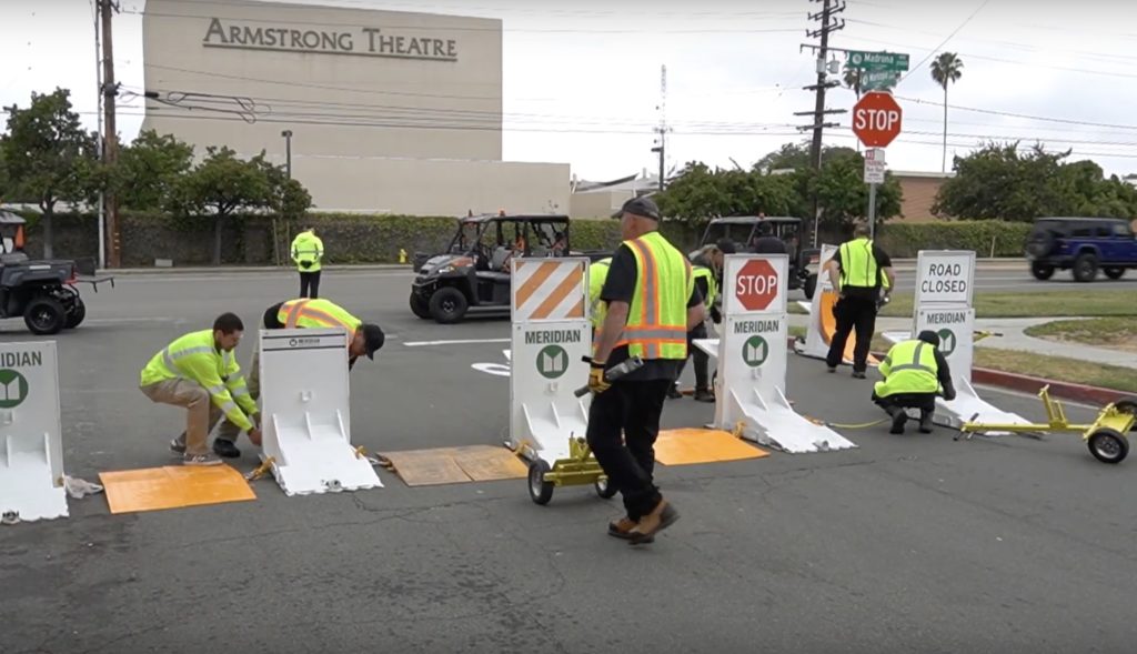 Meridian Archer 1200 barriers in use in Torrance, Calif., 2025. (Credit: Meridian Rapid Defense)