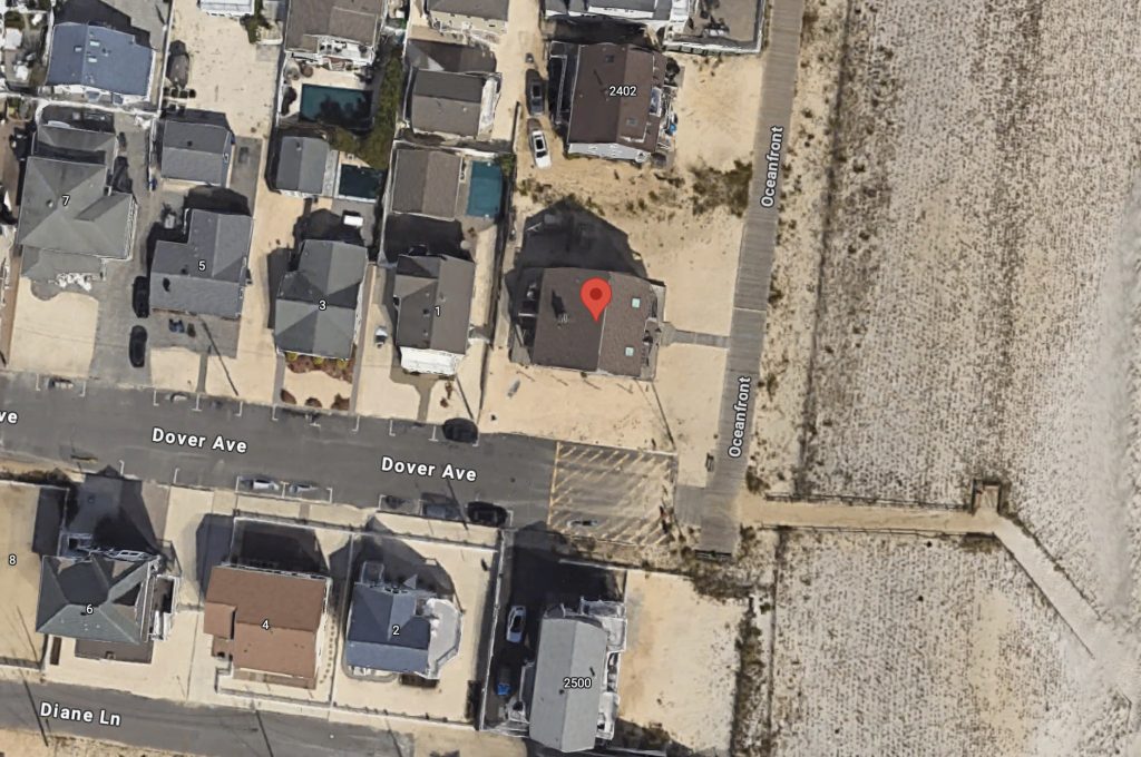 The property at the Oceanfront and Dover Avenue in Lavallette. (Credit: Google Earth)