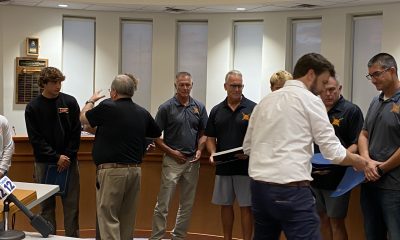 New Jersey State Assemblyman Paul Kanitra honors Lavallette lifeguards involved in the rescue of 20 children in Aug. 2025. (Photo: Barbara Sussino)