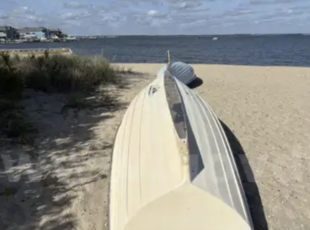 A retired Lavallette lifeguard boat up for sale, Oct. 2025. (Photo: Borough of Lavallette)