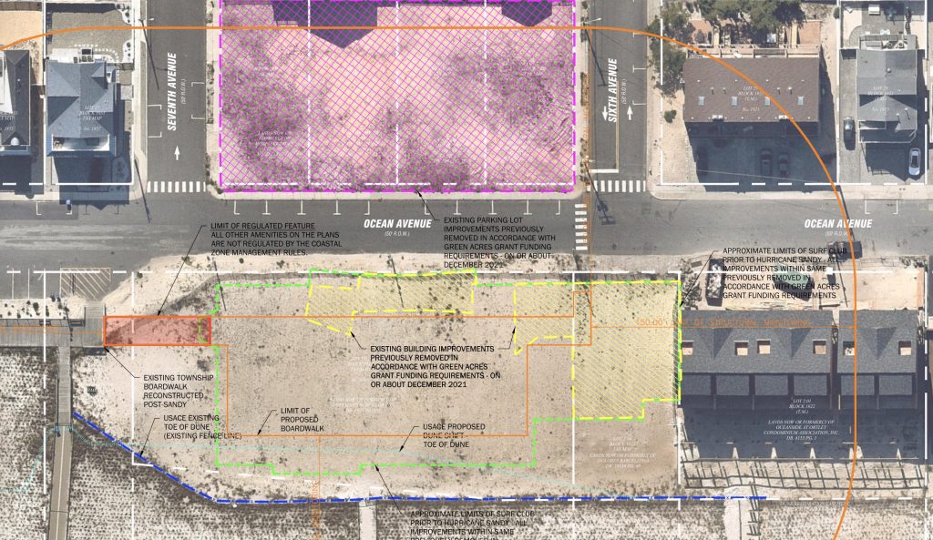 Plans for the Ortley Beach boardwalk, pavilion and parking reconstruction project at the former Surf Club site. (Planning Document)