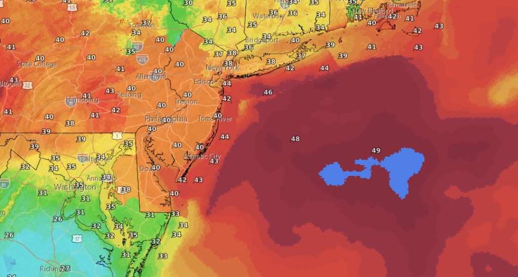 Wind gusts (in knots) Friday, Oct. 31, 2025. (Credit: NWS)