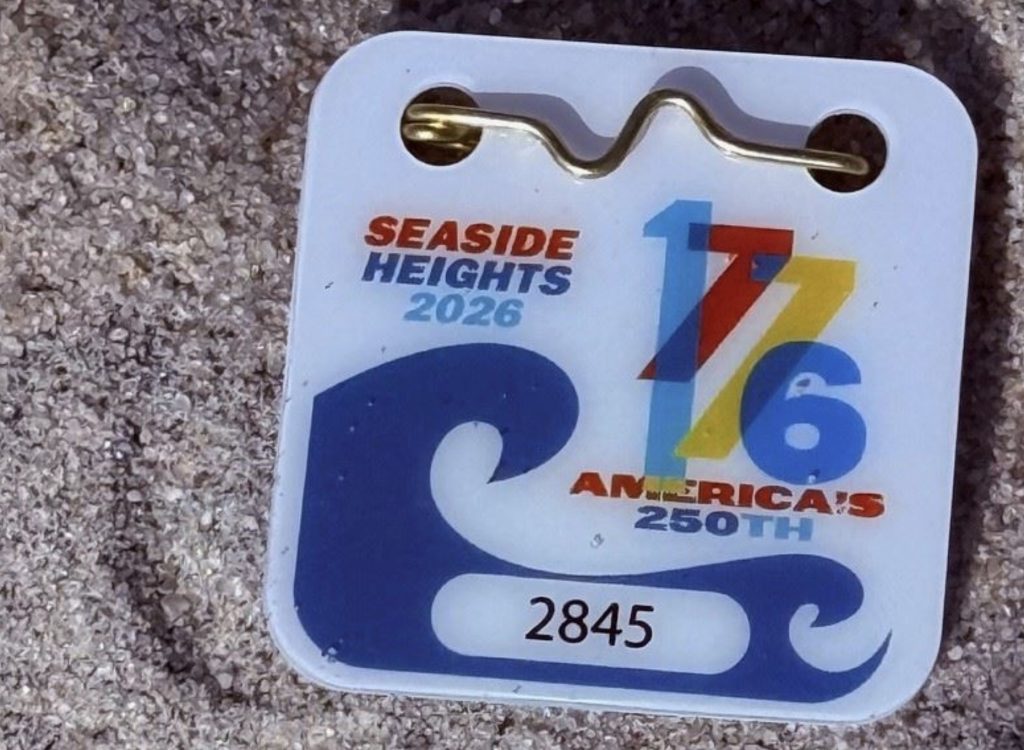 Special Seaside Heights beach badges honoring the 250th anniversary of the founding of the United States.