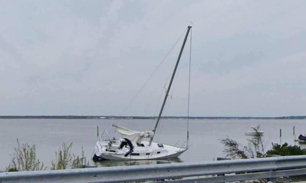 A sailboat abandoned in Seaside Park since 2024. (File Photo)