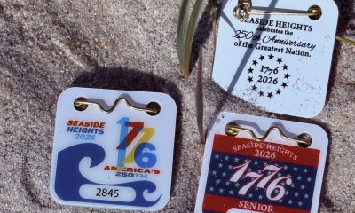 Special Seaside Heights beach badges honoring the 250th anniversary of the founding of the United States.
