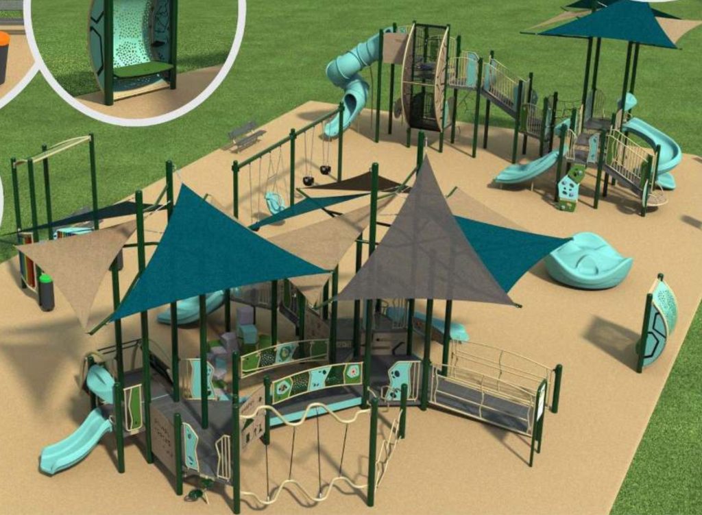 Renderings of the forthcoming 'Jake's Law' inclusive playground at Chandler Field, Jan. 2026. (Credit: Borough of Lavallette)