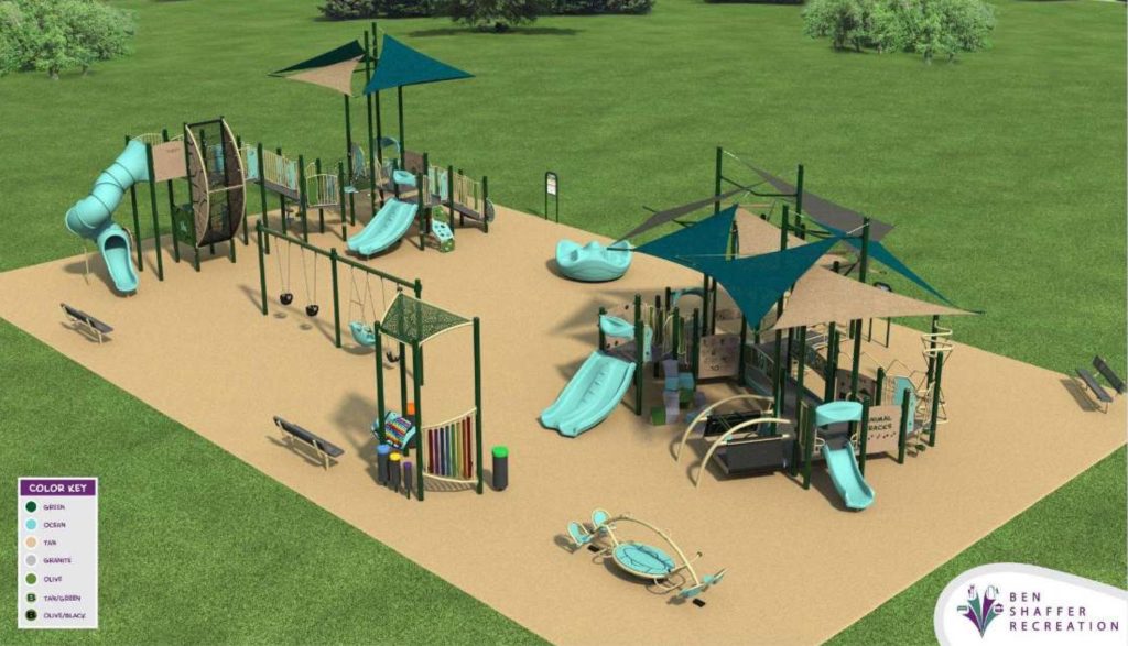 Renderings of the forthcoming 'Jake's Law' inclusive playground at Chandler Field, Jan. 2026. (Credit: Borough of Lavallette)