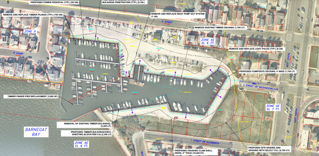 Conceptual plans for the J Street Marina reconstruction project in Seaside Park, N.J., Feb. 2026. (Credit: RVE Engineering)