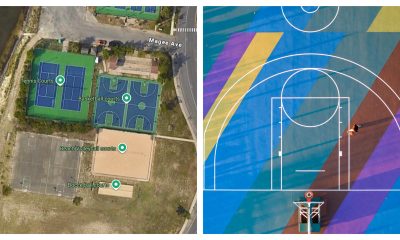 The Lavallette basketball courts, including an aging one remaining near to the south. / Designs from "Project Backboard" basketball courts. (Photo: Project Backboard)