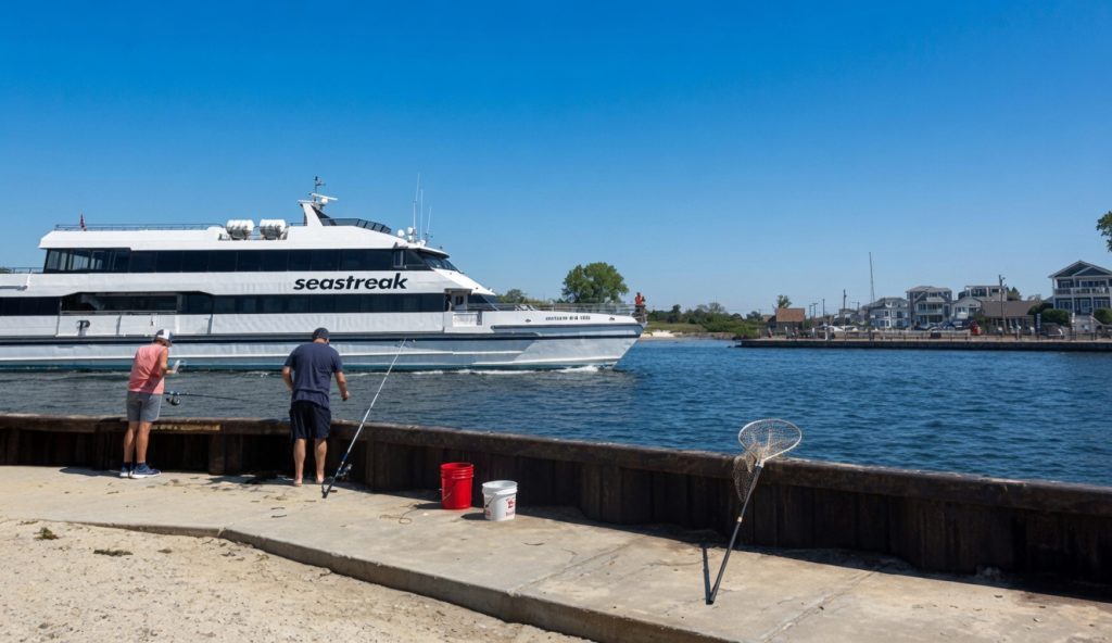 The Seastreak ferry arrives in Point Pleasant Beach for the first time, June 4, 2026. (Credit: Seastreak)