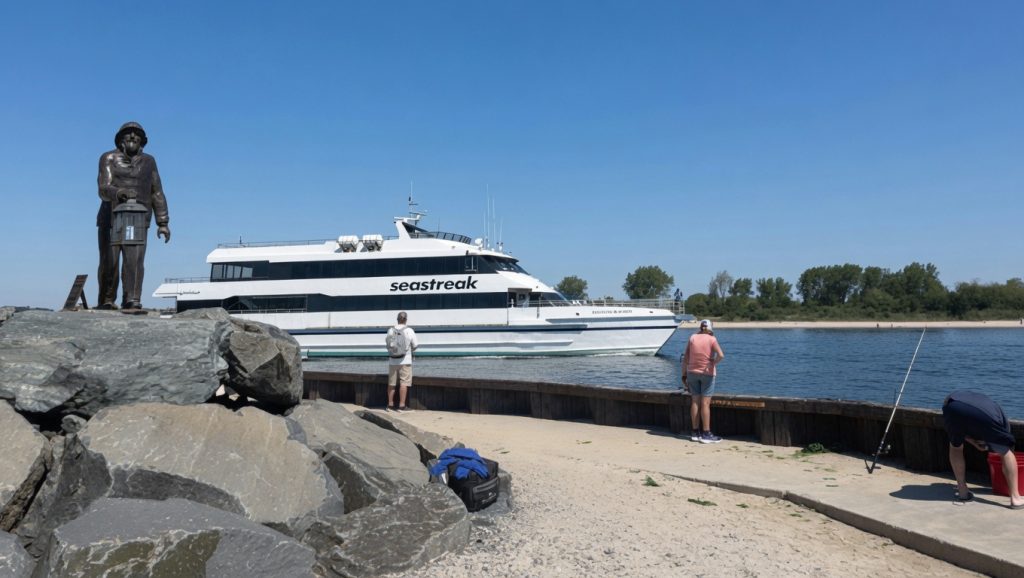 The Seastreak ferry arrives in Point Pleasant Beach for the first time, June 4, 2026. (Credit: Seastreak)