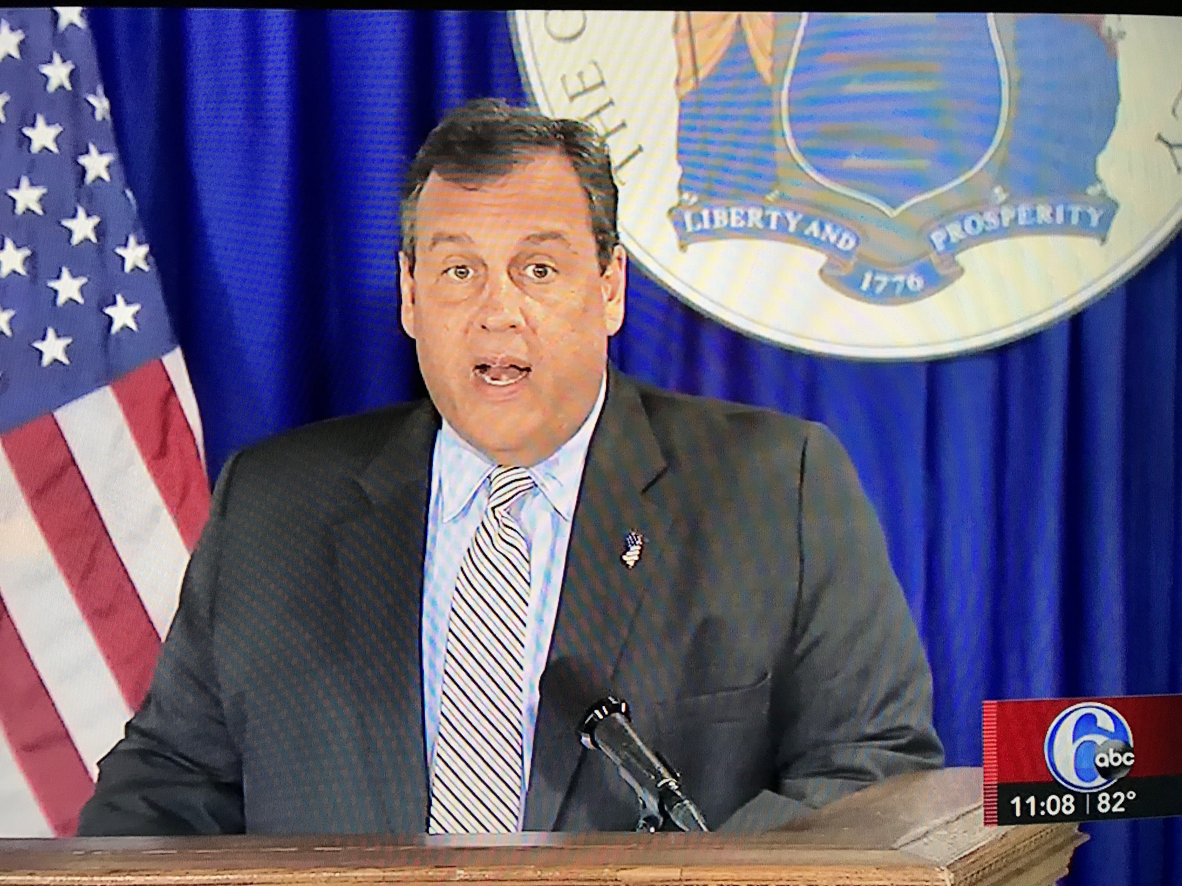 Gov. Chris Christie announces a budget deal, July 3, 2017. (Screenshot: WPVI-TV)
