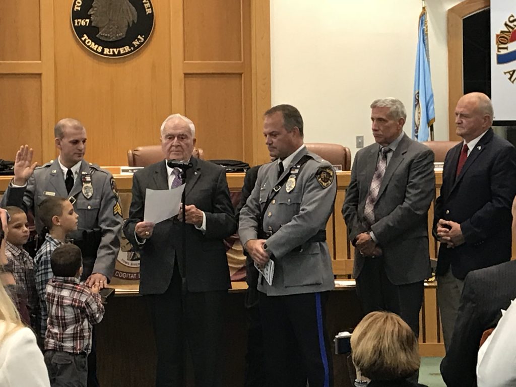 Sgt. Vincent Pedalino is sworn into his new post at the Toms River Police Department, Nov. 14, 2017. (Photo: Daniel Nee)