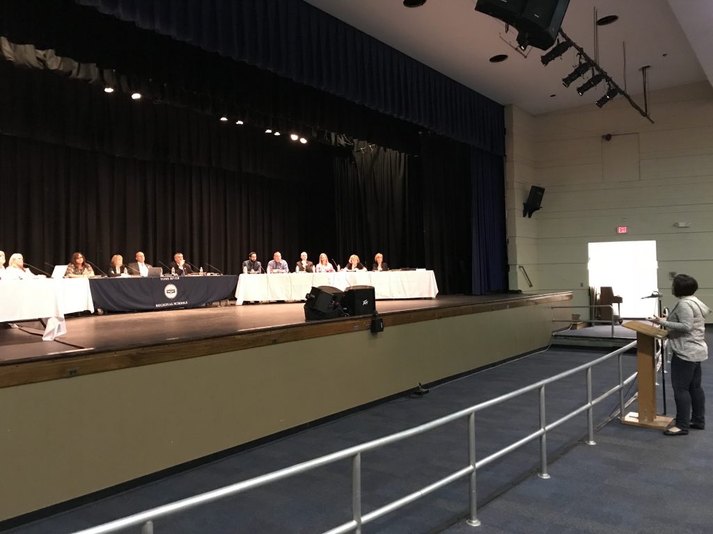 A parent addresses the Toms River Regional school board, March 27, 2018. (Photo: Daniel Nee)