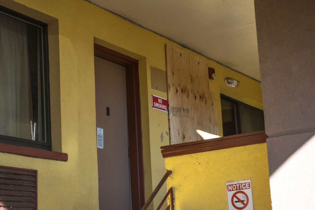 The Red Carpet Inn, boarded up, the day it was purchased by Toms River Township, Oct. 30, 2018. (Photo: Daniel Nee)