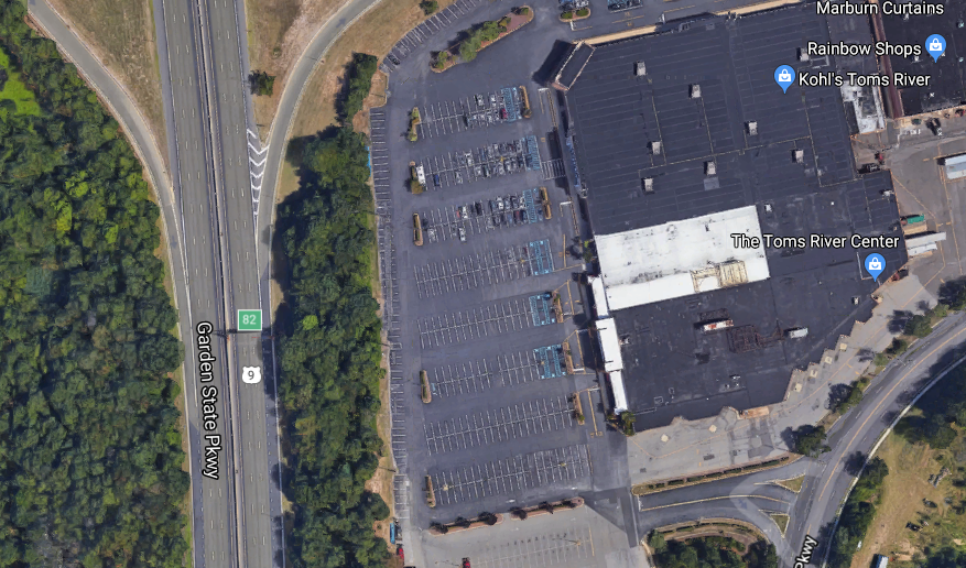 Toms River Center, located next to the Garden State Parkway, but invisible to drivers. (Credit: Google Maps)