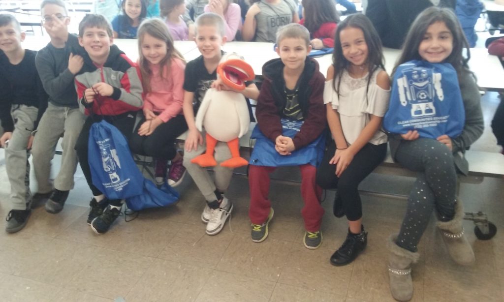 Kids visit with Tom the Duck in Toms River. (Photo: Toms River Public Works)
