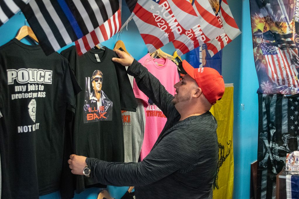 Justin Forster at his Trump Store in Toms River, N.J. (Photo: Daniel Nee)