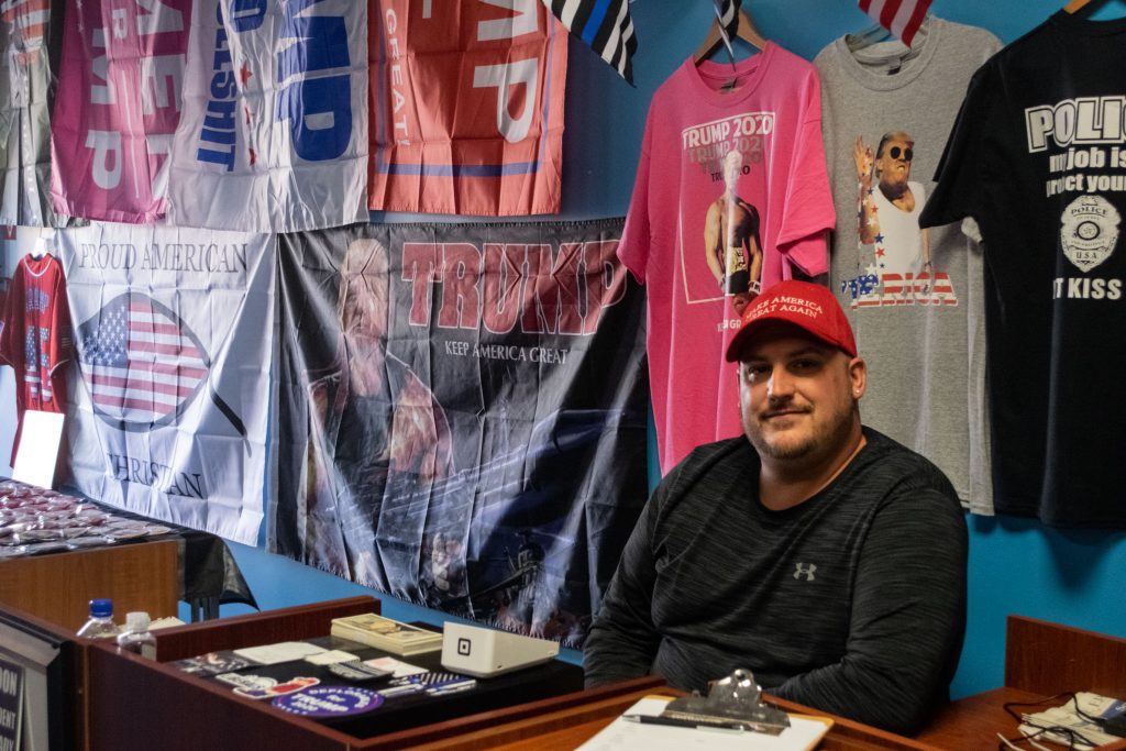 Justin Forster at his Trump Store in Toms River, N.J. (Photo: Daniel Nee)