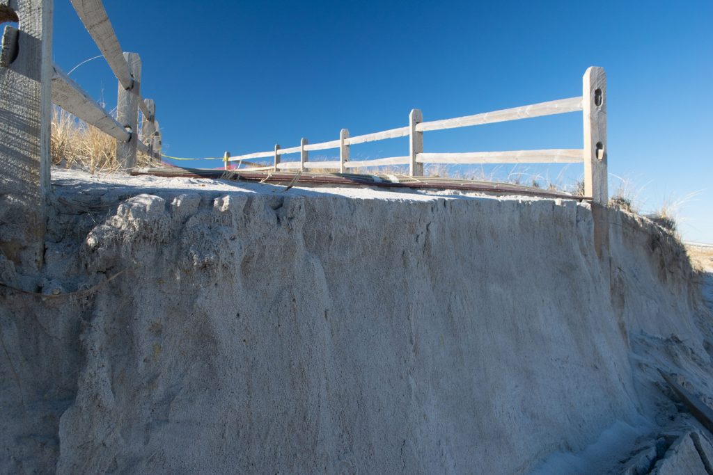 Dune damage and beach erosion following the Feb. 1-3, 2021 nor'easter. (Photo: Daniel Nee)