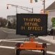 An electronic sign announcing a special traffic detail, Point Pleasant Beach, Route 35, March 31, 2022. (Photo: Daniel Nee)
