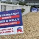 Signs advertising GOP incumbents placed along Route 35 in Ocean County. (Photo: Daniel Nee)