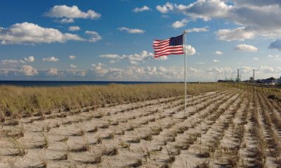 An American flag over the beach in Ortley Beach, N.J. (Photo: Shorebeat)