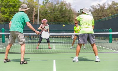 A group plays Pickleball at a purpose-built court. (Credit: Openverse/ Creative Commons)