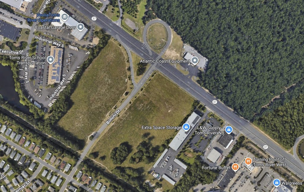 A planned development at Route 37 and Bimini Drive, Toms River, N.J. (Credit: Google Earth)