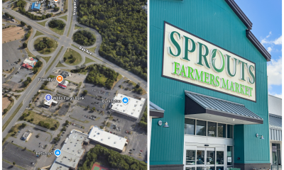 The shopping plaza at 1220 Hooper Avenue, Toms River, N.J., and an existing Sprouts supermarket. (Google Earth (left), Shorebeat Photo (right)).